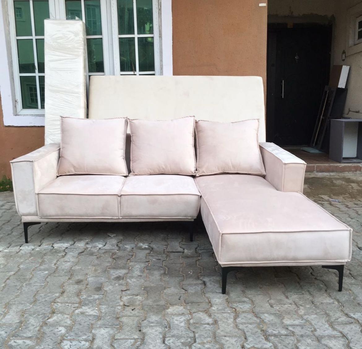 Cream L-Shaped Sofa